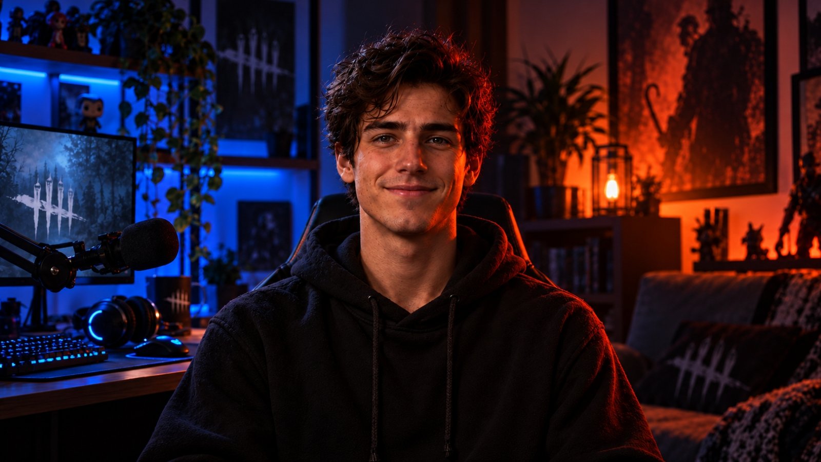 Streamer antes da transformação em avatar